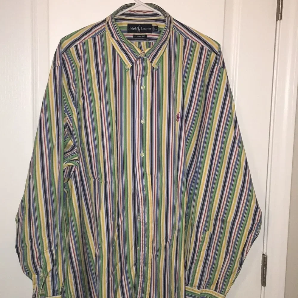 Rainbow Stripe pony Classy Ralph Lauren polo shirt